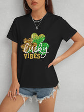 Load image into Gallery viewer, LUCKY VIBES Round Neck Short Sleeve T-Shirt