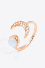 Load image into Gallery viewer, Natural Moonstone and Zircon Sun & Moon Open Ring