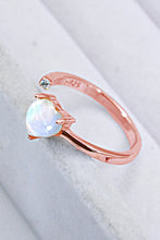Load image into Gallery viewer, Inlaid Moonstone Heart Adjustable Open Ring