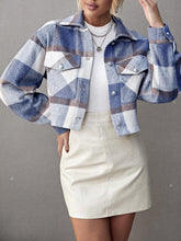 Load image into Gallery viewer, Plaid Collared Neck Button Down Jacket