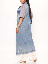 Load image into Gallery viewer, Long Sleeveless Denim Jacket
