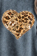 Load image into Gallery viewer, Heart Leopard Sequin Round Neck Sweatshirt