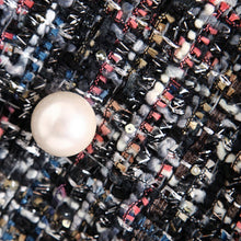 Load image into Gallery viewer, Europe and the United States wind long section thick flowers pearl buckle stream Su Tinyuan lattice large size women's clothing