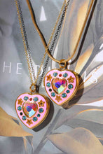Load image into Gallery viewer, Rhinestone Decor Heart Box Pendant Necklace