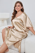 Load image into Gallery viewer, Plus Size Flutter Sleeve V-Neck Side Slit Night Gown