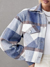 Load image into Gallery viewer, Plaid Collared Neck Button Down Jacket