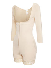 Load image into Gallery viewer, Full Size Zip Up Lace Detail Long Sleeve Shapewear