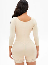 Load image into Gallery viewer, Full Size Zip Up Lace Detail Long Sleeve Shapewear