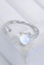 Load image into Gallery viewer, Inlaid Moonstone Heart Adjustable Open Ring