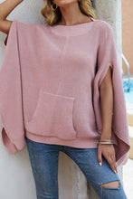 Load image into Gallery viewer, Waffle-Knit Pocketed Cape Sleeve Sweater