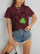 Load image into Gallery viewer, Heart Lucky Clover Short Sleeve T-Shirt