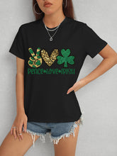Load image into Gallery viewer, PEACE LOVE IRISH Round Neck Short Sleeve T-Shirt