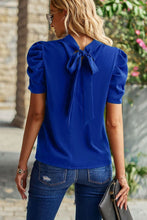 Load image into Gallery viewer, Tie Back Gathered Detail Puff Sleeve Top