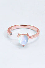 Load image into Gallery viewer, Inlaid Moonstone Heart Adjustable Open Ring