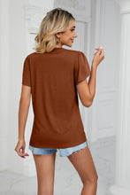 Load image into Gallery viewer, Contrast Trim Petal Sleeve V-Neck Top Lots of Colors