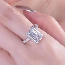 Load image into Gallery viewer, 6 Carats Emerald Cut Sterling Silver Simulated Diamond Wedding Engagement Ring
