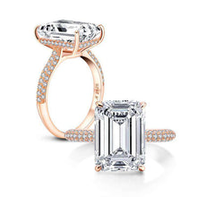Load image into Gallery viewer, 6 Carats Emerald Cut Sterling Silver Simulated Diamond Wedding Engagement Ring