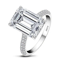 Load image into Gallery viewer, 6 Carats Emerald Cut Sterling Silver Simulated Diamond Wedding Engagement Ring