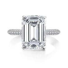 Load image into Gallery viewer, 6 Carats Emerald Cut Sterling Silver Simulated Diamond Wedding Engagement Ring