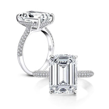 Load image into Gallery viewer, 6 Carats Emerald Cut Sterling Silver Simulated Diamond Wedding Engagement Ring