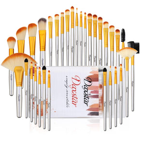 32 Bright Yellow Makeup Brushes Set Professional