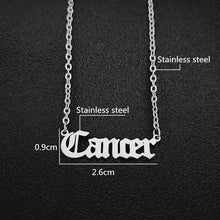 Load image into Gallery viewer, 12 Zodiac Letters Pendant Necklace Old English Scorpio Aries Taurus Gemini Cancer Leo Choker Horoscope Signs Necklace Friendship