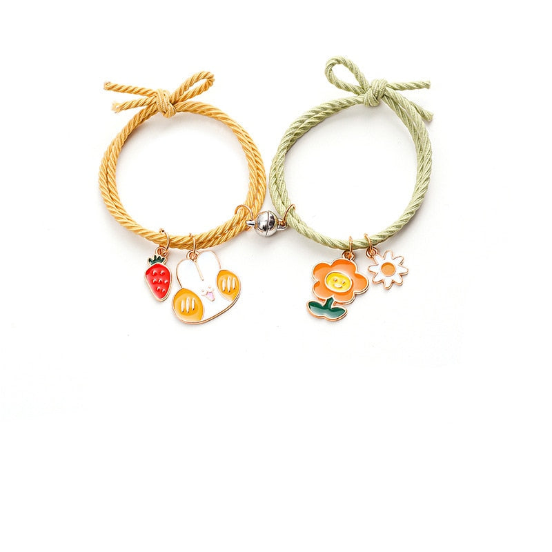 CutieCryptoCats 2pcs\Set Plus other Cute Cartoon Bracelet Magnet Ball Hand Men and Women Gift Friendship NFT Charms Elastic Rope Jewelry