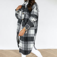 Load image into Gallery viewer, Women Checked Jacket Casual Turn Down Collar Plaid Long Coat Female Oversized Thick Warm Woolen Blends Overcoat