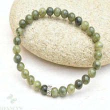 Load image into Gallery viewer, 6mm Peridot Gemstone Mala Stretchy Bracelets 7.5 inches Tibet silver cuff men Bless Handmade pray energy Stretchy Yoga Reiki