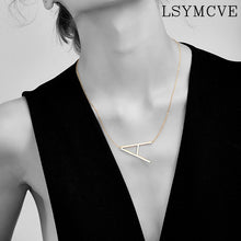 Load image into Gallery viewer, Women girl jewelry elegant chain alphabet letter pendant necklace 3 colors stainless steel choker initial necklace