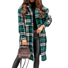 Load image into Gallery viewer, Women Checked Jacket Casual Turn Down Collar Plaid Long Coat Female Oversized Thick Warm Woolen Blends Overcoat