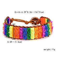 Load image into Gallery viewer, Color Positivity(International Friendship) Chakra Bracelets- Jewelry Handmade Multicolor Natural Stone Tube Beads Leather Wrap Bracelet Couples Bracelets Gifts