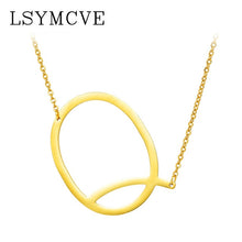 Load image into Gallery viewer, Women girl jewelry elegant chain alphabet letter pendant necklace 3 colors stainless steel choker initial necklace