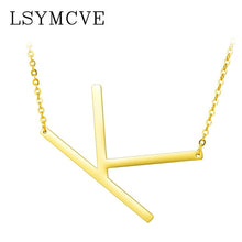 Load image into Gallery viewer, Women girl jewelry elegant chain alphabet letter pendant necklace 3 colors stainless steel choker initial necklace