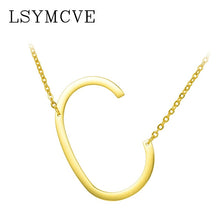 Load image into Gallery viewer, Women girl jewelry elegant chain alphabet letter pendant necklace 3 colors stainless steel choker initial necklace