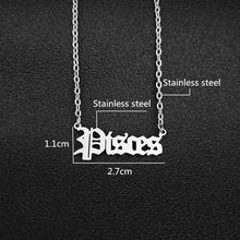 Load image into Gallery viewer, 12 Zodiac Letters Pendant Necklace Old English Scorpio Aries Taurus Gemini Cancer Leo Choker Horoscope Signs Necklace Friendship