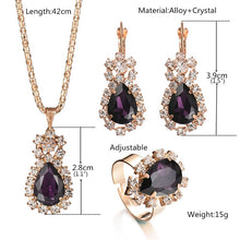 Load image into Gallery viewer, Water Drop White Blue Red Purple Black Rhinestones Jewelry Sets For Women Pendant/Necklace/Earrings/Rings