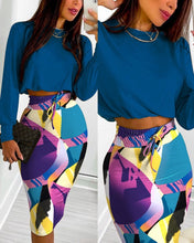 Load image into Gallery viewer, Midi Skirt Tshirt Set Women Two Piece Set