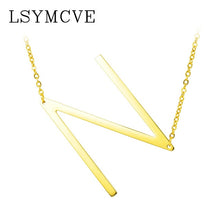 Load image into Gallery viewer, Women girl jewelry elegant chain alphabet letter pendant necklace 3 colors stainless steel choker initial necklace