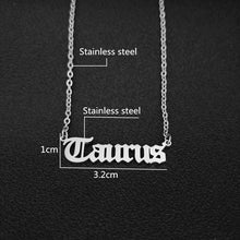 Load image into Gallery viewer, 12 Zodiac Letters Pendant Necklace Old English Scorpio Aries Taurus Gemini Cancer Leo Choker Horoscope Signs Necklace Friendship