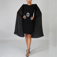 Load image into Gallery viewer, Red Dress Cloak Sleeve High Waist Bodycon Solid Mid Calf Elegant For Evening Party Dinner