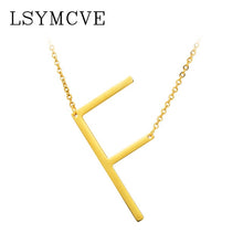 Load image into Gallery viewer, Women girl jewelry elegant chain alphabet letter pendant necklace 3 colors stainless steel choker initial necklace