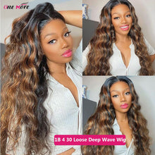 Load image into Gallery viewer, Highlight Loose Deep Wave Wig Colored Human Hair Wigs Honey Blonde Deep Curly Lace Front Human Hair Wigs Brazilian Closure Wigs