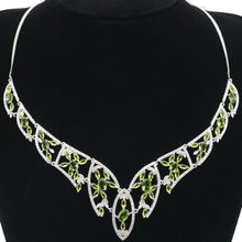 Load image into Gallery viewer, 140x85mm Multi Color Created Peridot Tourmaline Violet Tanzanite CZ Fine Jewelry Silver Necklace 18.5-19.5inch