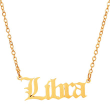 Load image into Gallery viewer, 12 Zodiac Letters Pendant Necklace Old English Scorpio Aries Taurus Gemini Cancer Leo Choker Horoscope Signs Necklace Friendship
