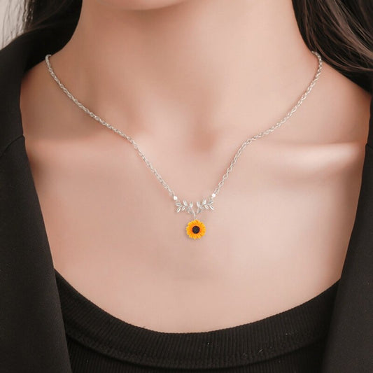 Sunflower Pendant Alloy Necklace For Women Creative Imitation Pearl Jewelry 🌻 UKraine support buying this product