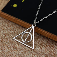 Load image into Gallery viewer, Fashion Long Necklaces Deathly Hallows Pendant Necklace Triangle Rotatable intermediate Resurrection Stone Necklaces