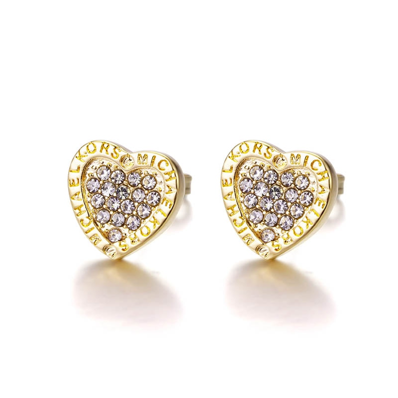 Heart shaped Stud Earrings for Women Silver 925 Jewelry Trendy Female Rose Gold Color Ear studs