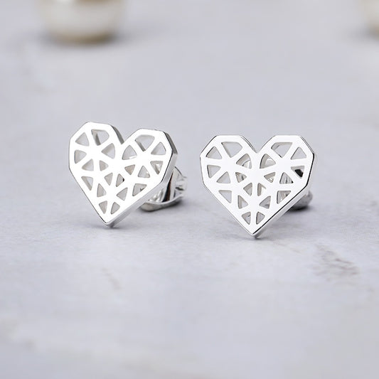 Girls Earrings Surgical Steel Rose Gold Minimal Origami Heart Earings Fashion Jewelry Women Accessories BFF Christmas Gifts
