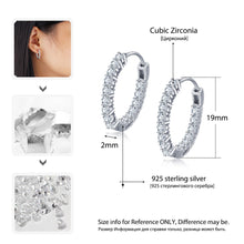 Load image into Gallery viewer, Trendy 925 Sterling Silver Hoop Earrings for Women Sparkling Cubic Zirconia Wedding Jewelry Gift for Girls (JewelOra EA101739)